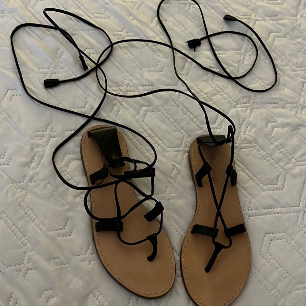 Madewell Black and Tan Gladiator Sandals